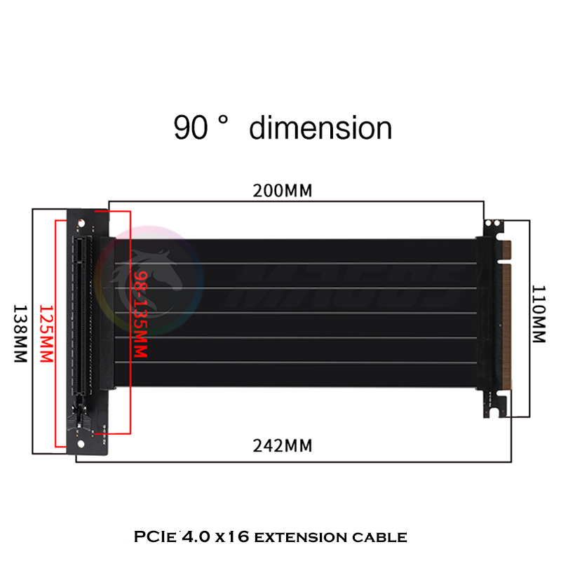PCIE 4.0 X16 Riser Cable Video - огляд і ціна Pcie 4.0 X16 Riser Cable 90 Degree