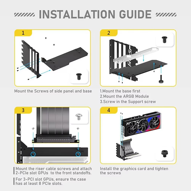 ●Vertical GPU Mounting Bracket - огляд і ціна Pcie 4.0 X16 Riser Cable 90 Degree